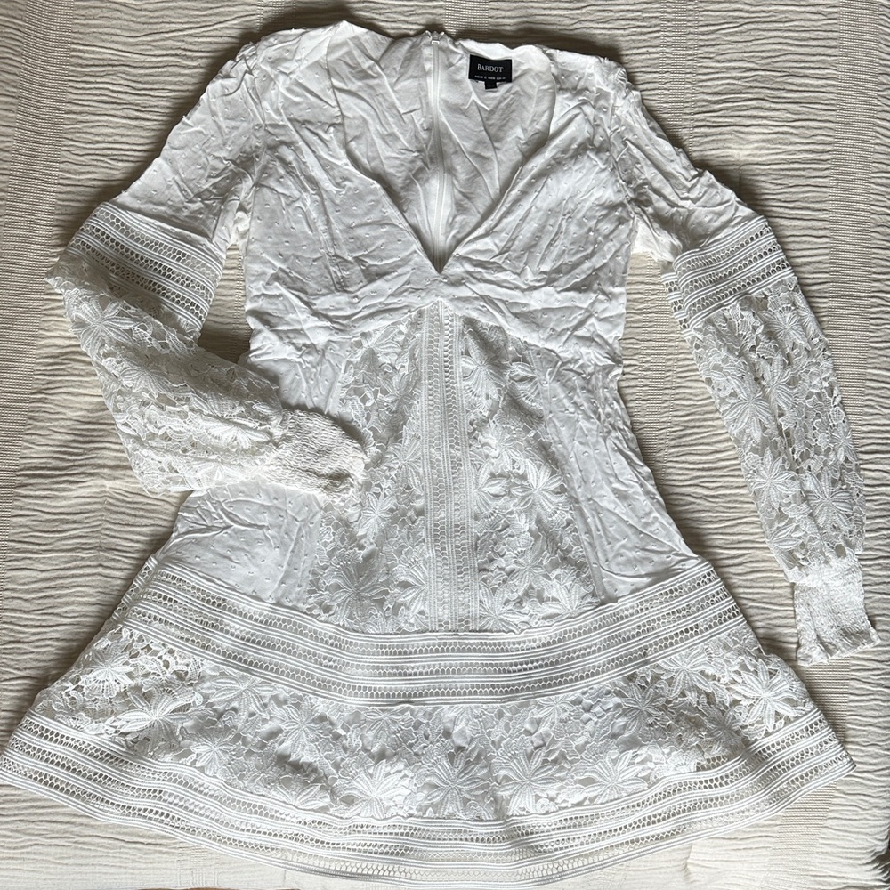 Bardot White Lace Mini Dress